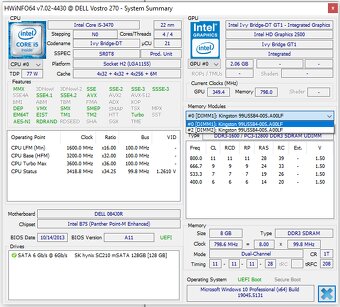 Intel 1155 B75, procesor i5-3470, 8GB RAM, Wifi - 2