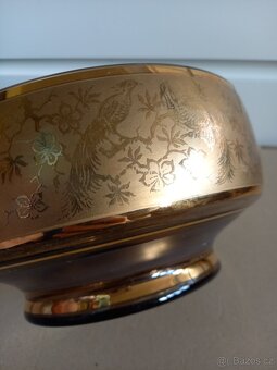 Křišťálová konzolová mísa se zlatou dekorací - 2