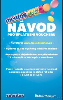 Voucher Ticketmaster v hodnotě 2500kč na nákup lístků - 2