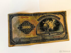Prodám bankovku 1000 Kč 1932 perforovanou - 2