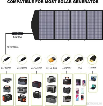 Solární panel Allpowers 140W, skládací, cestovní, 3x usb,MC4 - 2