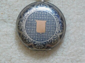 Celostříbrné tulou zdobené tříplášťové raritní kapesní hodin - 2