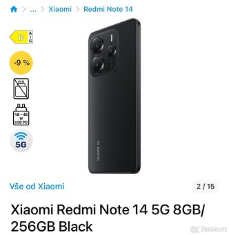 Xiaomi Redmi Note 14 5G 256GB, černá - 2