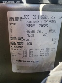 VW Passat B5,5 3BG kombi, páté dveře - 2