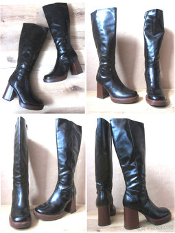 Černé stylové kozačky na podpatku 37 - 2