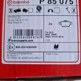 Sada brzdových destiček Brembo polo , fabia 3 , altea - 2