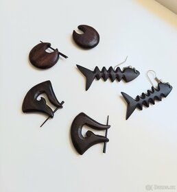 Dřevěné boho náušnice, ruční výroba - 2