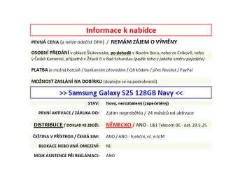 Samsung Galaxy S25 128GB Navy NOVÝ NEROZBALENÝ - 2