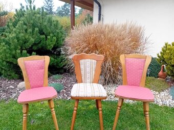 4x židle dřevěná, čalouněná - 2