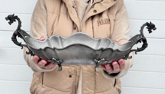 STARÁ ŽARDINIÉRA MÍSA NA OVOCE NA STŘED STOLU  DRAČI úchyty - 2