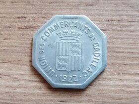 25 Centimes 1922 francouzská nouzová mince originál Francie - 2