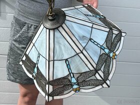 Tiffany lustr vážky vitrážové sklo a mosaz - 2
