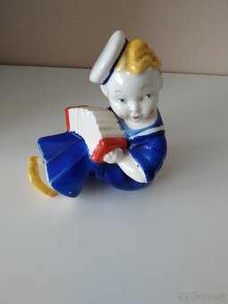 Stará porcelánová soška malého harmonikáře-značená Czechoslo - 2
