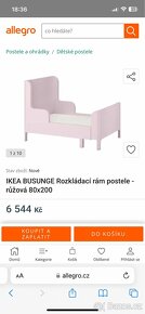 Ikea BUSUNGE rozkládací postel růžová - 2