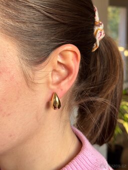 18k zlaté náušnice fazetované Teardrop - 2