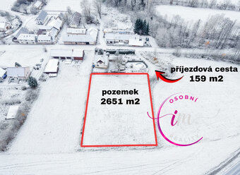 Prodej stavebního pozemku 2651 m2 s příjezdovou cestou 159 m - 2