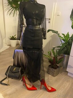 Plesove průhledné tylove dlouhá cerne saty 36 - 2