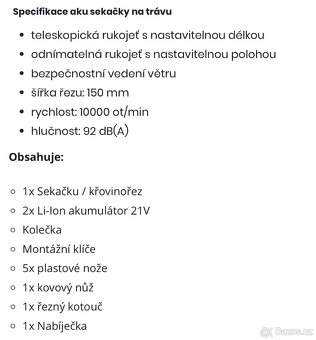 Aku sekačka, křovinořez s kolečky - 2