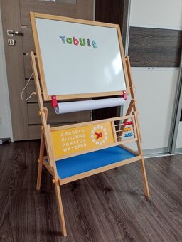 Dřevěná dětská oboustranná tabule na křídy a fixy - 2