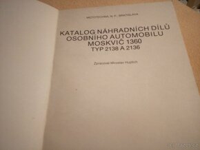Moskvič 1360 2138, 2136 katalog náhradních dílů 1984 - 2