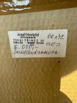 Olej malba - Josef Novický - Zasněžená Chalupa - 2