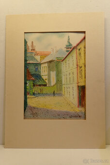 Obraz - Pražská ulička - sig. - pastel -1970  - 2