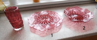 skleněný set - váza, mísa, tác - 2