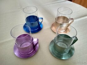 Retro šálky Brusel kombinace skla a eloxovaného - 2