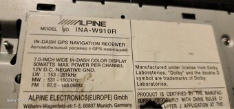Autorádio Alpine INA-W910R - 2
