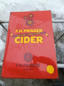 Cedule smaltovaná F.H.Prager jablečný cider za 500 kč - 2