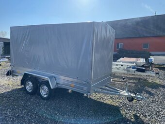 Přívěsný vozík dvouosý 345x145 cm, plachta, 750kg, 130km/h - 2