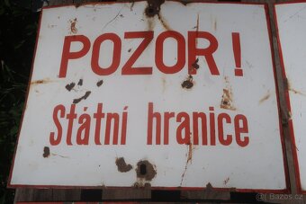 Plechová cedule - POZOR Státní hranice 4ks - 2
