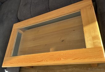 Stolek - dřevo - sklo - 2