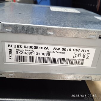 Škoda Fabia 2 - Roomster - rádio Blues CD-MP3 s PIN kodem. - 2