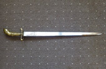 Lovecký tesák - Asi 18. století - Rytá čepel - 2