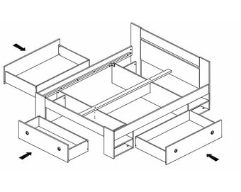 Manželská postel 180x200 KOMPLETNÍ PC 9000kč včetně ROŠTŮ - 2