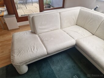 L Shaped white leather couch - 2