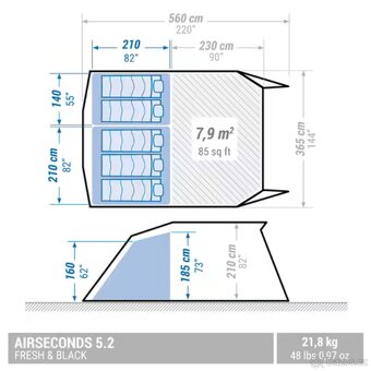 Quechua - Nafukovací stan Air Seconds 5.2 F&B - 2