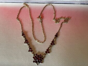 náhrdelník Český granát -pozlatene - 2