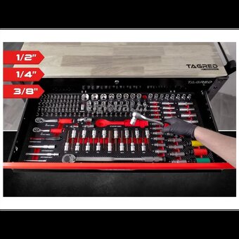 TAGRED TA186 XXL Dílenský vozík s nářadím 691 ks, 12 zásuvek - 2