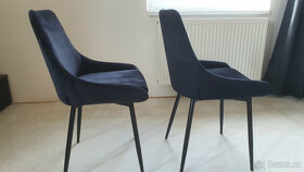 4 ks, židle černé polstrované semiš - 2
