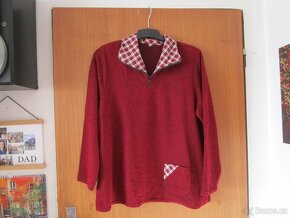 Pěkná tm. červená slabší flaušová mikina, vel. XL, SRN - 2