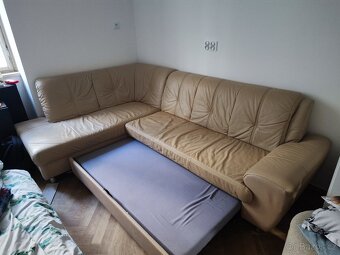 Kožený gauč béžový - 2