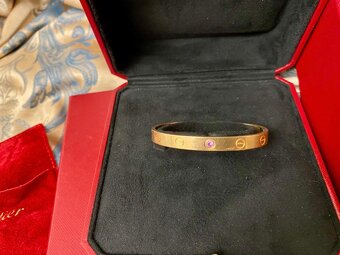 Zlatý náramek CARTIER LOVE s diamantem a účtem - 2
