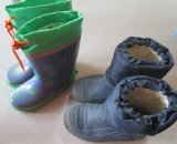 Zelenomodré holiny -gumáky TCHIBO a pogumované teplé sněhule - 2