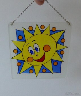 Skleněný obrázek, sluníčko, sklo, dekorace, 10 cm - 2