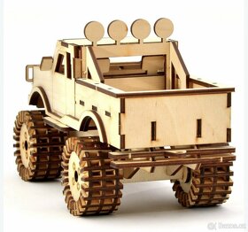 dřevěné 3D puzzle Konstrukční auto dřevěná překližka. - 2
