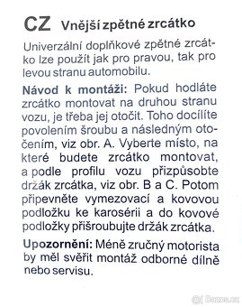 Zrcátko univerzální lze použít na Š105,120,130, Lada ard - 2