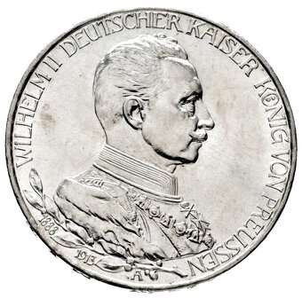 Stříbrná mince r. 1913 Vilém II. - 2