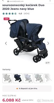 Sourozenecký kočárek Duo 2020 jeans navy blue - 2